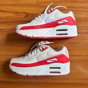 Women's Nike Air Max 90 LV8 Platform Sneakers Sail - Siren Red Size 6 EUC